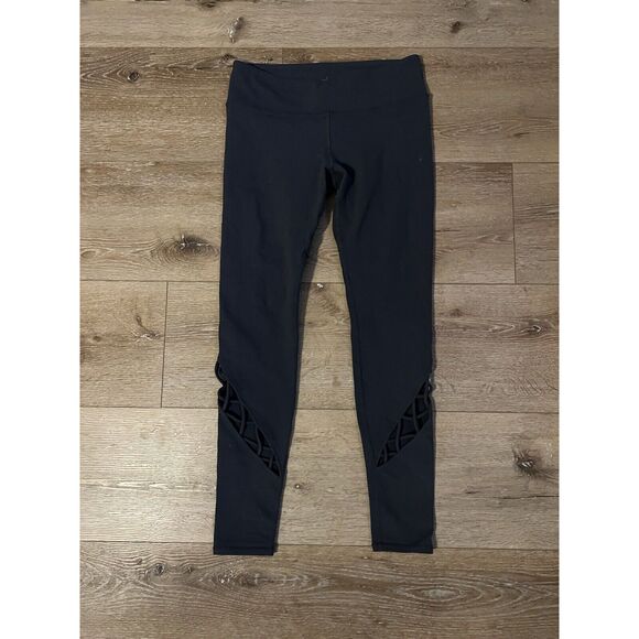 ALO Dark Gray Yoga Entwine Laced Mid-Rise Ankle Leggings Women’s Size Medium - Picture 1 of 3